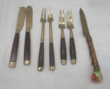 Vintage Servierbesteck – Tafelbesteck – Frühstücksbesteck „Messing/Teakholz“