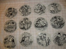 Björn Wiinblad 12 Wandteller kompletter Satz Monatsteller Nymölle Denmark