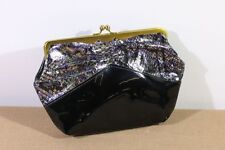 Handtasche Lackleder schwarz, Prägung Schlange violett - AVS6923 JC3