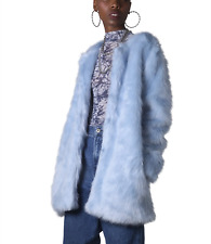 STORY of LOLA Kurzmantel 'Pastel Blue Faux Fur Coat' - eisblau - S/M - nwtg.