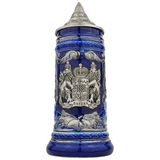 Bierkrug mit Deckel 0,7L – Klassischer Steinkrug „Bayern“ in Blau