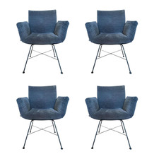 COR 4er Set Armlehnstuhl Alvo Schale Schwarz Stoff 8145 Dunkelgrau 