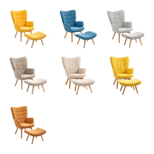 Homcom ohrensessel mit hocker - homcom,