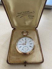 Taschenuhr 585 Gold 14K mit Bakelit-Etui Beide Deckel 585