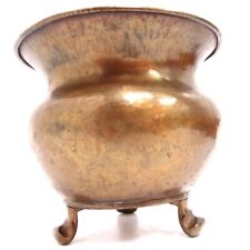 Übertopf Kupfer gehämmert Messing alter Kübel Dreibein 21 cm Blumenständer Topf