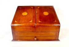 Antik eingelegter Nussbaum Schreibwaren Schreibtischschrank. Tragbar. Gute Farbe.