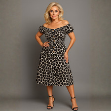 Schulterfreies Gypsy-Kleid mit Animalprint und Rüschen