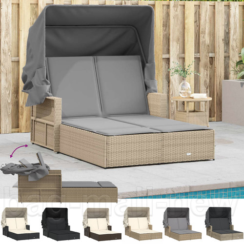 Poly rattan doppel sonnenliege - poly,