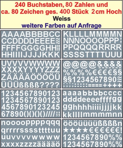 Buchstaben zahlen zeichen je - zeichen,