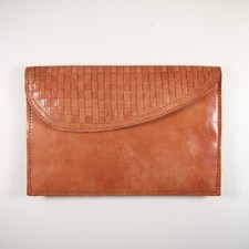 Vintage Federmappe Dokumententäschchen Kane-M Leder geflochten Retro 60s 70s