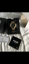 Versus Versace Herrenuhr Chronograph S76120017 Edelstahl Leder Black Wasser 50m