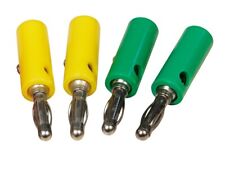 ➡️ 4 Stück Bananenstecker 2x gelb 2x grün 4mm mit Querloch Schraubanschluß