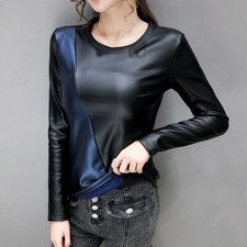 Damen Kunstleder Bluse