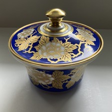 Rosenthal  Bonboniere Deckeldose Kobalt Blumen Goldrand - signiert - sehr schön