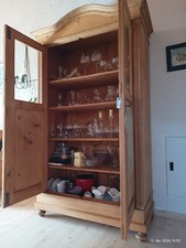Vitrinenschrank Kiefer antik um 1900 Weichholz