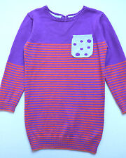 NEXT Kleid 98 104 110 Strickkleid gestreift lila grau Tunika Rock Pullover Top