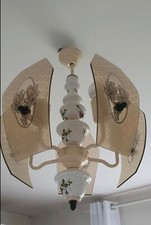 vintage Porzellan Rauchglas Lampe Deckenlampe Leuchte