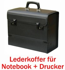 ELEGANTER LEDERKOFFER KOFFER FÜR NOTEBOOK BIS 39CM BREIT &  FÜR CANON i70 i80 -