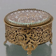 SCHMUCKSCHATULLE Schmuck Etui ° GLAS ° SCHATULLE ° TRINKET JUGENDSTIL ZEIT