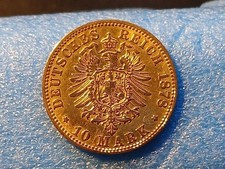 Goldmünze, Preußen, 10 Goldmark, 1878, Kaiser Wilhelm I., Haus Hohenzollern