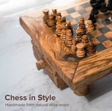 Schachbrett Olivenholz