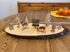 Wunderschöner Erzgebirge Kerzenständer Rehe Raufe Wald Seiffen Handarbeit 