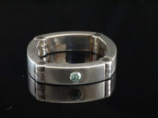 Ring 925 Sterling Silber beweglich mit Palladium Scharnieren und Blautopa  Gr 57