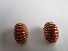 OHRCLIPS  GOLD MIT ROT  CA.  2,8  x 1,2 CM
