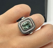 Antik 925 Silber Ring mit Aquamarin Vintage Schmuck, Handarbeit Gr.55