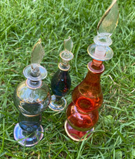 Parfumflakon orientalisch 3 Glas Parfum Flakon Fläschchen Gold violett alt