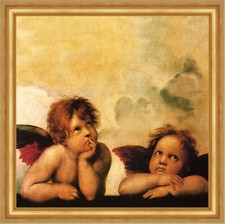 Raffaels Engel Sixtinische Madonna von Raffaello Santi St. Sankt A3 0038 Gerahmt