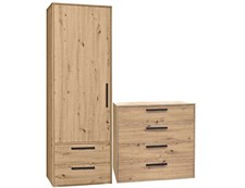Arti O Kleiner schmaler Kleiderschrank mit Kommode - 4 Schubladen artisan eiche