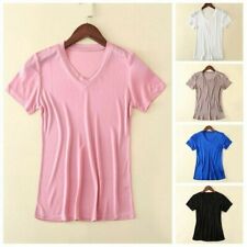 Damen Seide Kurzärmelig V