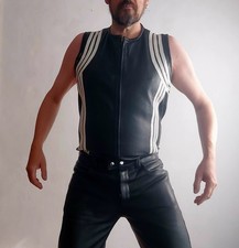 Biker-Lederweste mit weißen