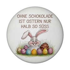 Fröhlicher Hase mit Ostereiern Magnet - Ostern ohne Schokolade halb so süß
