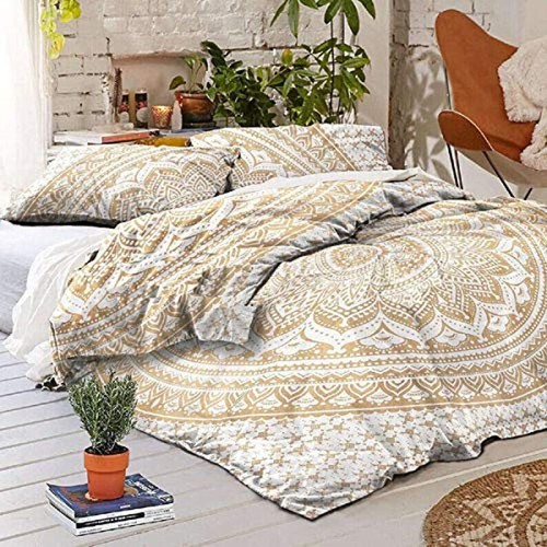 Gold mandala bettbezug queen - gold,