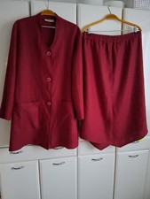 Naturmode Damen Leinen Kombi Longjacke/Rock in Bordeaux von Senas Gr. M 42