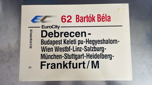 Eurocity zuglaufschild - 62,