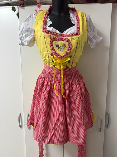 Damen dirndl gelb rot kariert - damen,