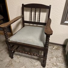 antike Vintage Armlehnenstuhl Holz ca. 1920–40 Federkern Sperrgut Art Deco