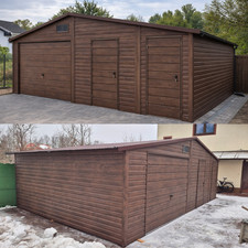 Blechgarage 8x5,5 m Holzoptik