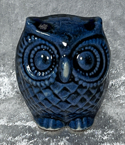 Eule keramikfigur blau meliert - eule,