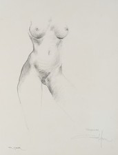 Weiblicher Akt. Torso, Bleistift Moderne Akt 1970-1989 Unbekannt (20.Jhd)