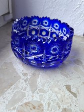 Bleikristall Schale in Kobalt