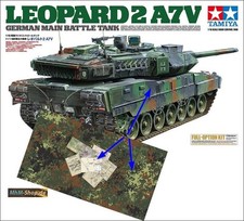 Tamiya / RC Leopard 2 A7V Full Option + Tarndecke BW(Stoff) + 6 BW Karten 1:16