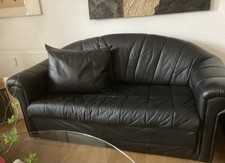 Ledersofa (2-Sitzer), Farbe: schwarz, Echtleder, mit Schlaffunktion)