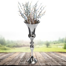 74CM Moderne Bodenvase Gro?e Blumenvase Metall Vase Silber Home Dekoration
