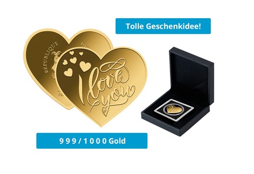 Goldmünze herz love - "i, you"