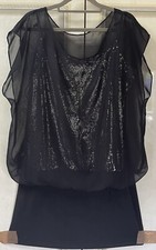 Scarlett Note/Kleid/Oberteil aus Silberpaletten mit luftigem Stoffumhang,Gr12/46