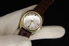 2d Herrenuhr Vintage vergoldet Sonnenschliff TOP Zustand Glas und Lederband neu